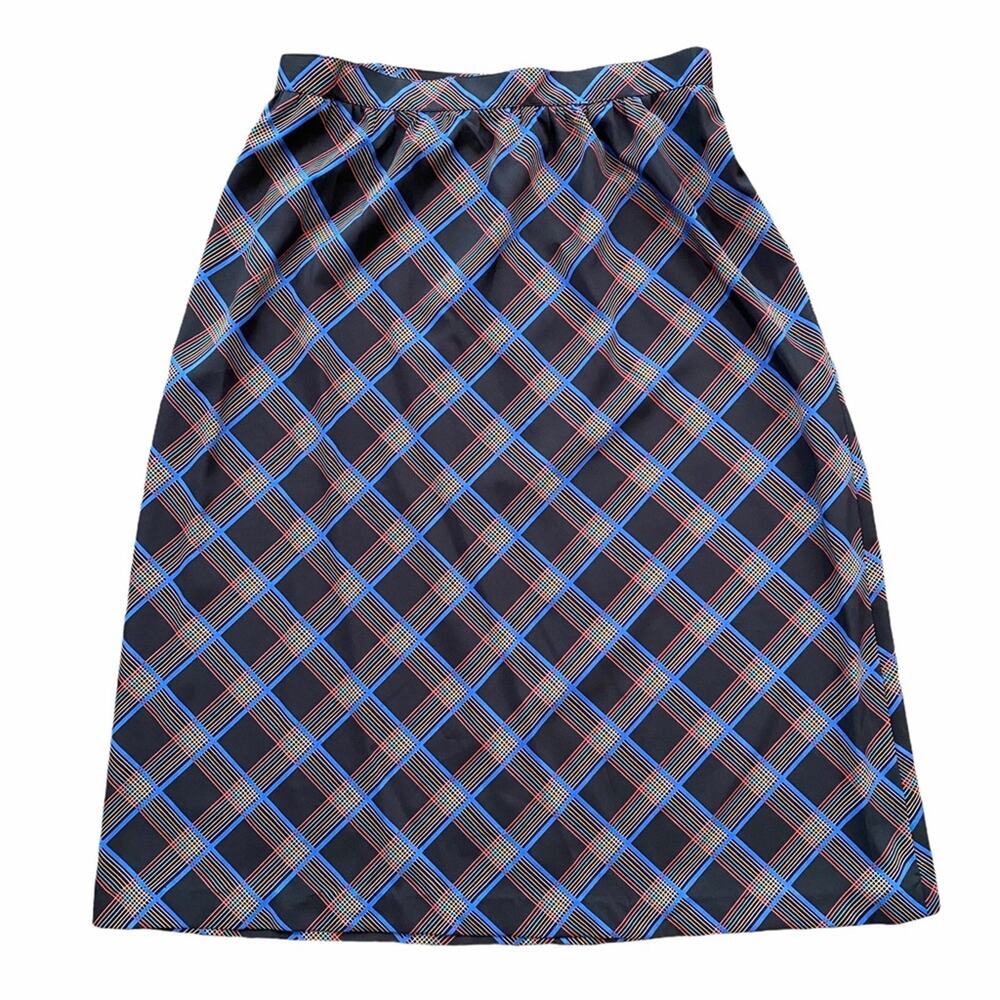 Vintage Anne Klein Retro Plaid Black Pencil Skirt